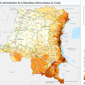 RD Congo : carte physique et administrative - A0
